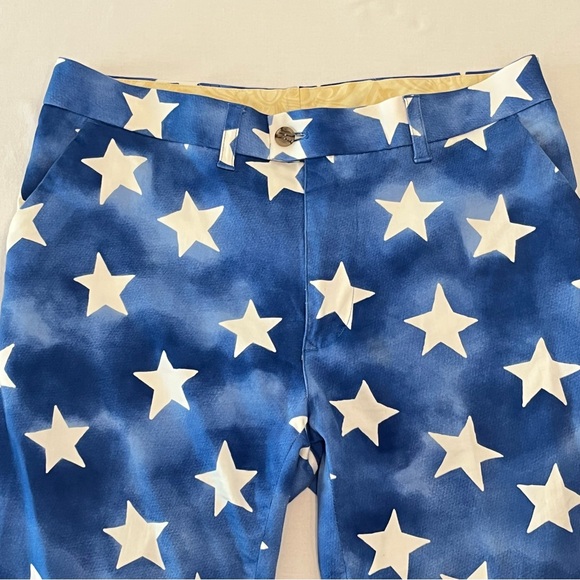 Loudmouth Men’s Blue Golf Pants White Stars Pattern 34x30 - Picture 5 of 14